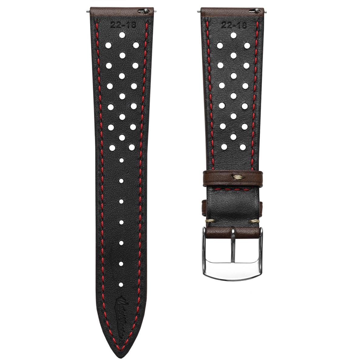 Dây đeo đồng hồ da đục lỗ Beaufort Racing Badalassi Carlo Minerva Box - Màu nâu đậm