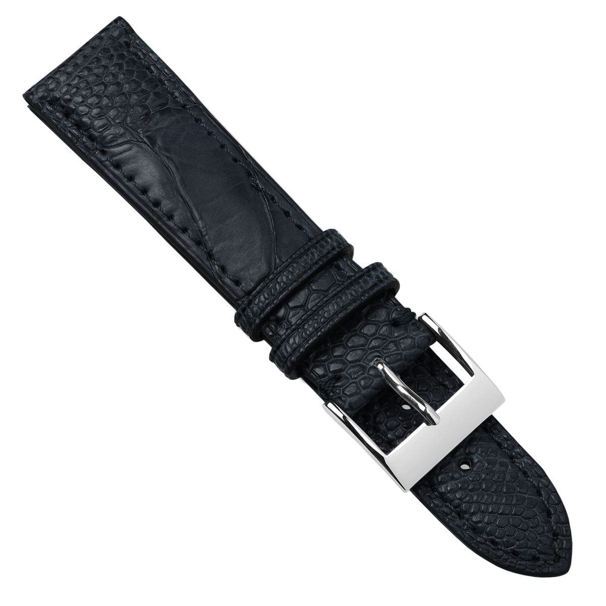 Vòng tay pour montre en cuir fait main avec jambe d'autruche Durbuy - Bleu mat