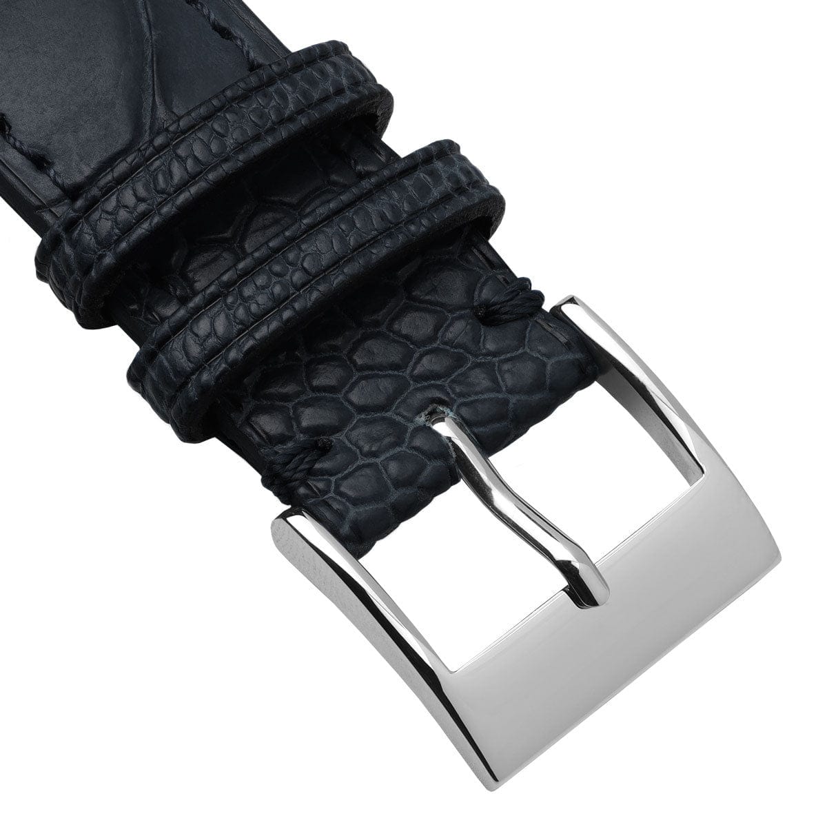 Vòng tay pour montre en cuir fait main avec jambe d'autruche Durbuy - Bleu mat