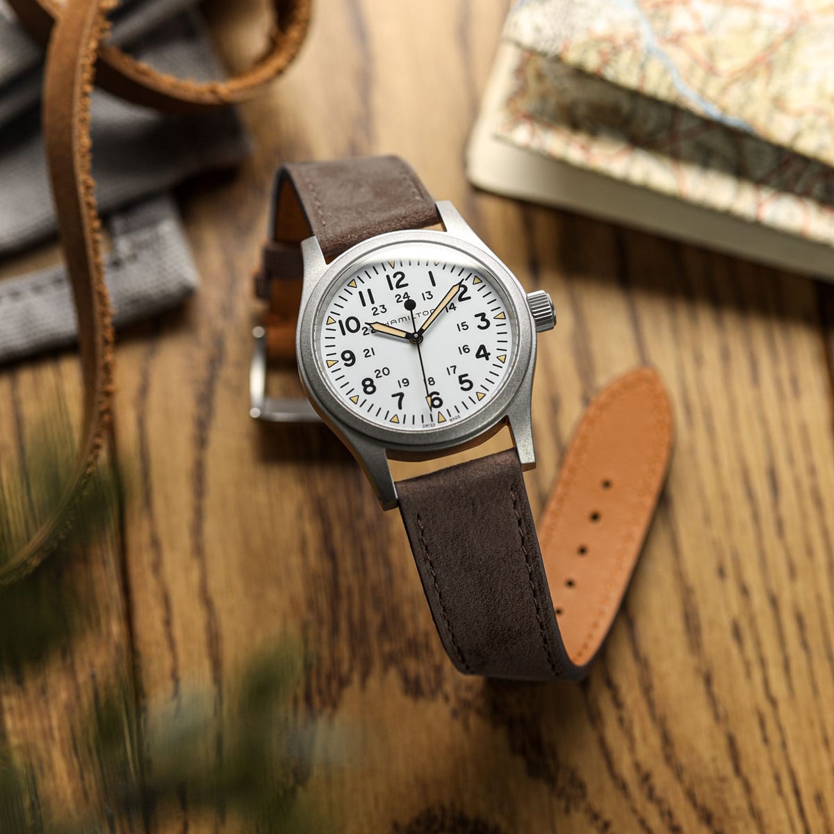 Dây đồng hồ – da nubuck – Nâu taupe – thủ công