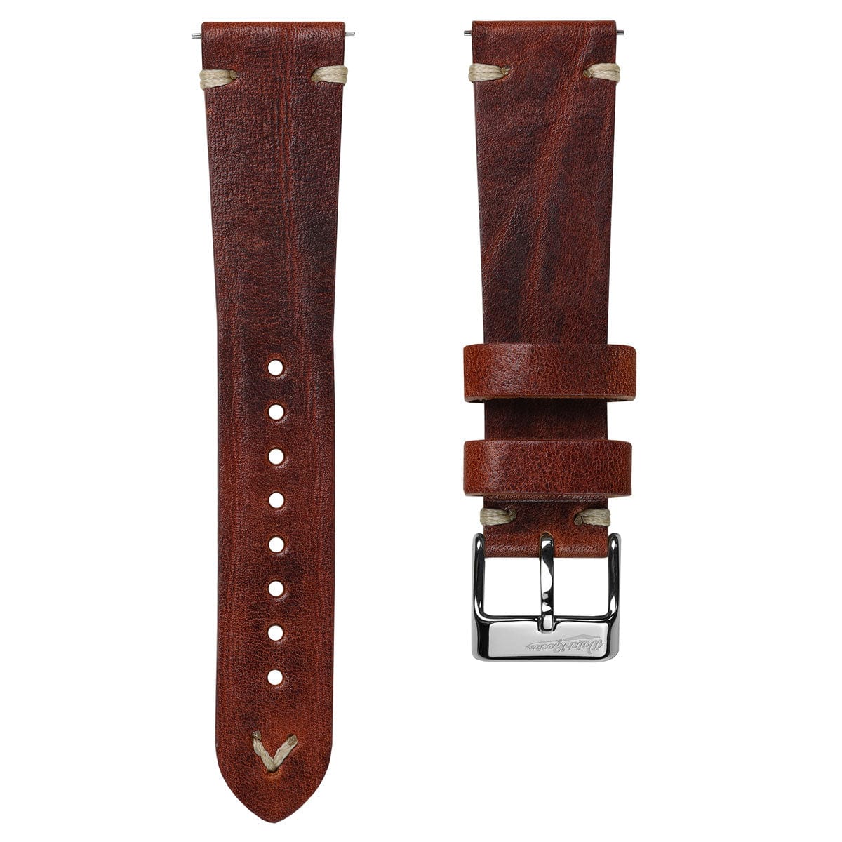 Dây đeo đồng hồ bằng da Ý thủ công đơn giản - Màu nâu đỏ