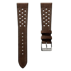 Lav Strap và Cuir Perforé Missouri de WatchGecko - Marron Foncé Élégant
