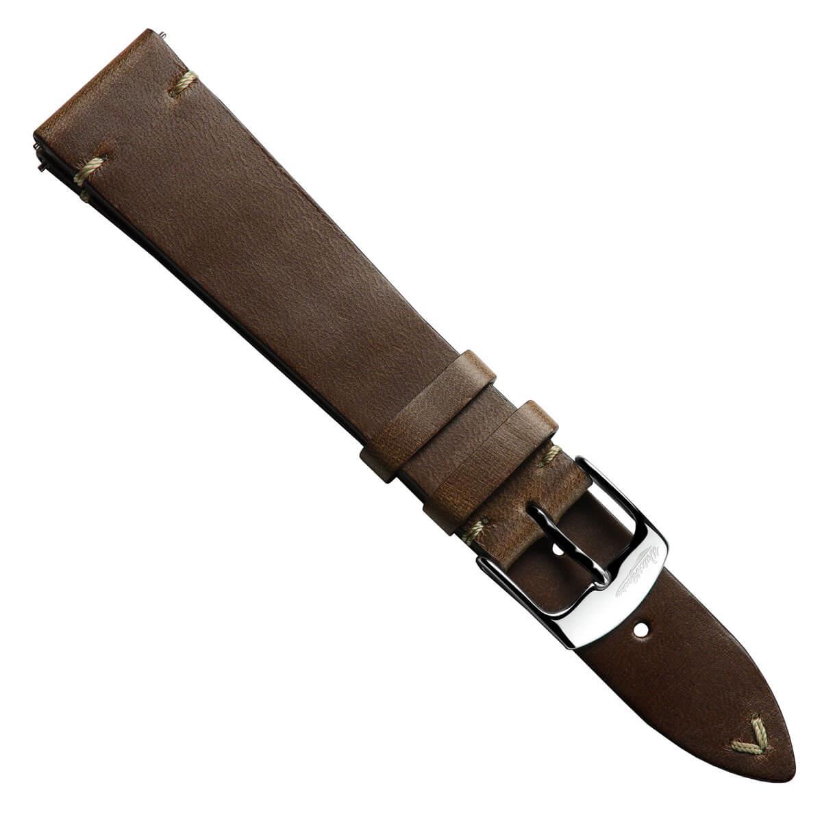 Dây đeo đồng hồ bằng da thật Horween Chromexcel® khâu chữ V - Màu nâu nhạt Chromexcel
