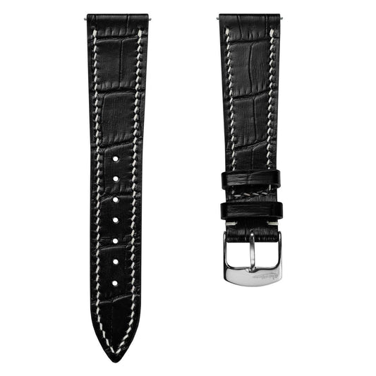 Arnm Handgefertigtes Kalbsleder-Armband mit Alligator-Design ở Schwarz