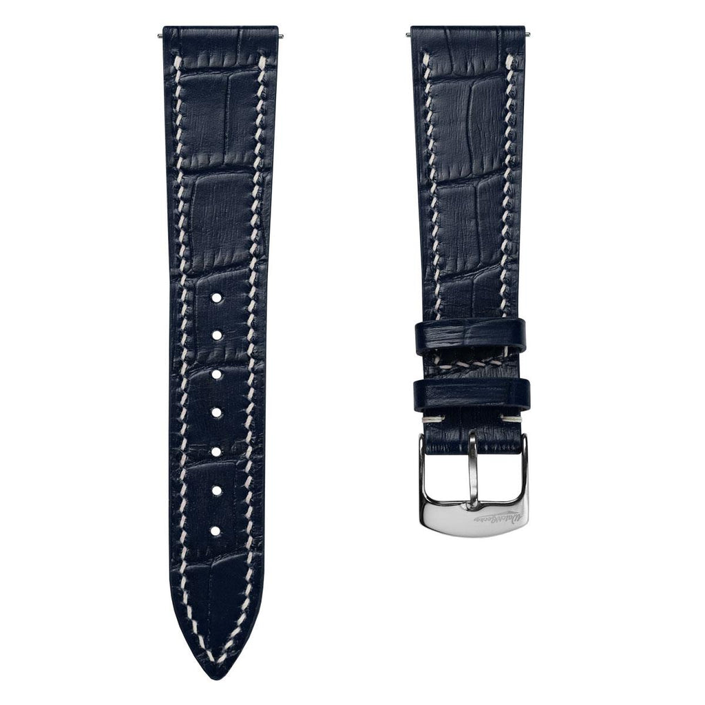Arnem Handgefertigter Kalbsleder-Uhrenarmband mit Alligator-Design màu Navy Blau
