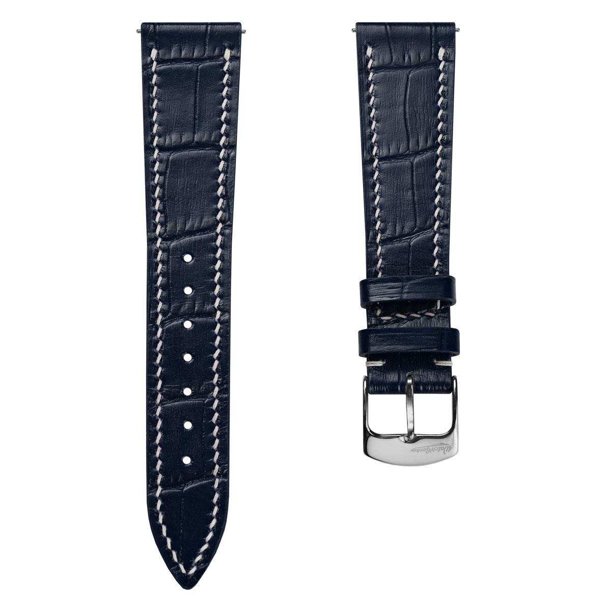 Arnem Handgefertigter Kalbsleder-Uhrenarmband mit Alligator-Design màu Navy Blau