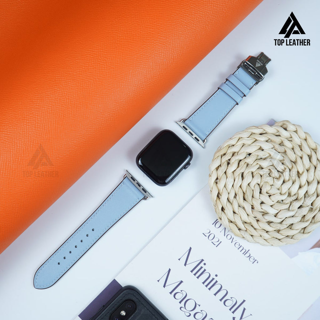 Dây đeo đồng hồ Swift bằng da dành cho Apple Watch và đồng hồ cơ - Màu xanh da trời SW2211 