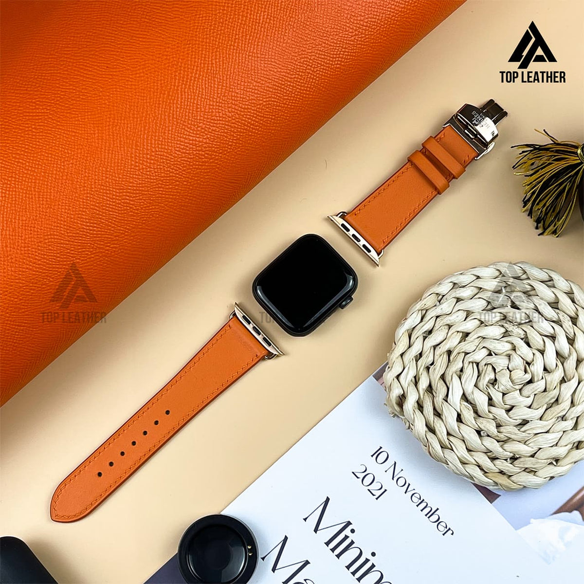 Dây đeo đồng hồ Swift bằng da dành cho Apple Watch, đồng hồ cơ SW2203 