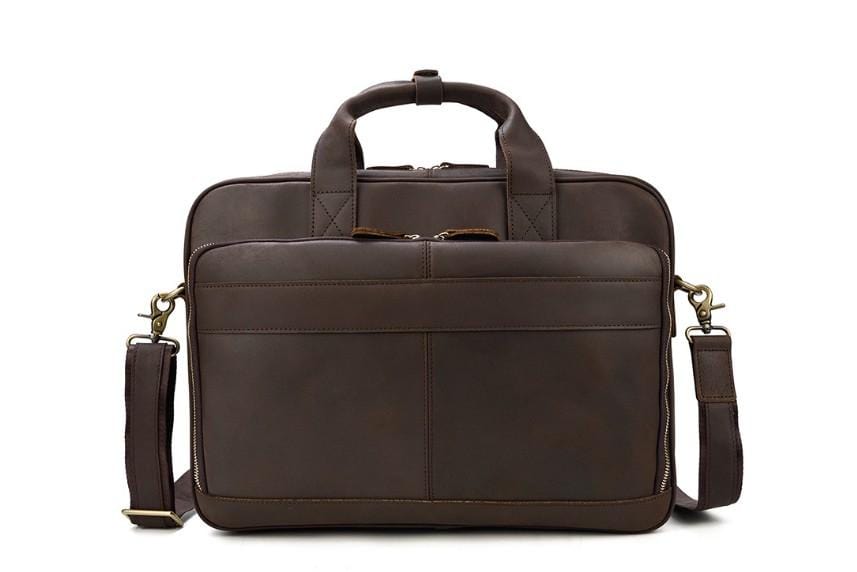 Túi đựng laptop da màu cà phê unisex 15 inch