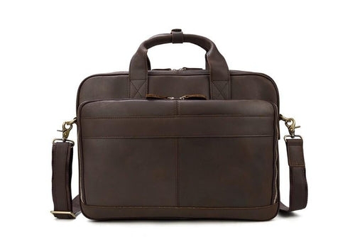 Túi đựng laptop da màu cà phê unisex 15 inch