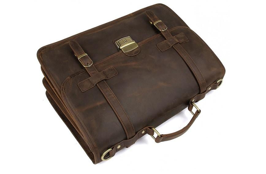 Túi đựng laptop du lịch cỡ lớn bằng da màu nâu dành cho nam, cặp tài liệu.