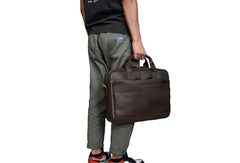 Túi đựng laptop da màu cà phê unisex 15 inch