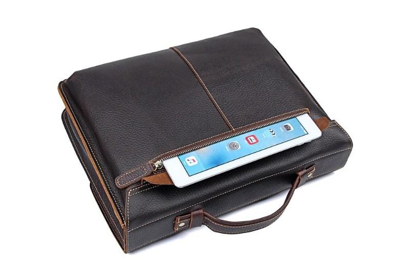 Túi đựng laptop nam bằng da màu cà phê, cặp tài liệu.