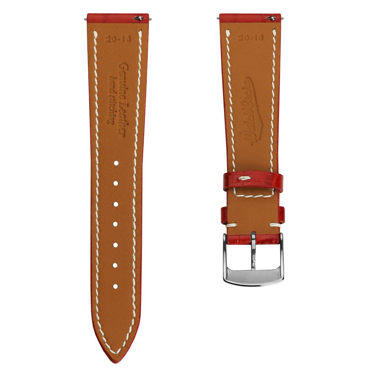 Armen Handgenähte Kalbsleder-Uhrenarmband mit Alligator-Optik ở Leuchtendem Rot