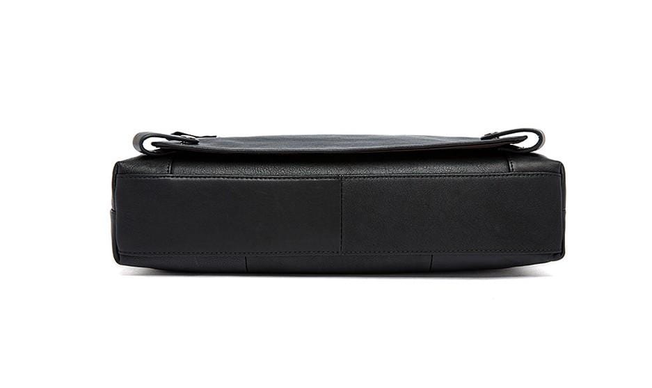 Túi đeo chéo bằng da màu đen, túi đựng laptop unisex.