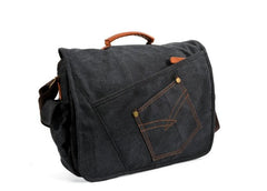 Túi đeo chéo nam bằng vải denim và canvas, túi xách da.