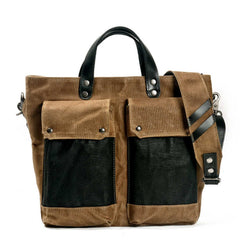Túi tote da – dành cho nam – Xanh lá – thủ công, mỏng gọn