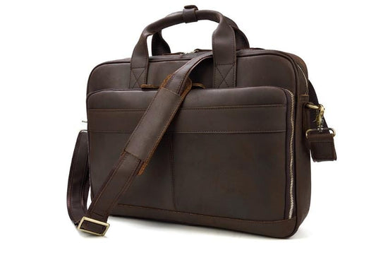 Túi đựng laptop da màu cà phê unisex 15 inch