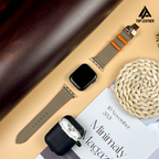 Dây đeo đồng hồ Swift bằng da dành cho Apple Watch, đồng hồ cơ - Màu xám pha cam SW08.33 