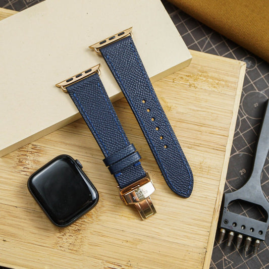 Dây đeo đồng hồ Apple Watch bằng da Epsom cho dòng 3 4 5 6 7 8 9 Ultra từ 38mm đến 49mm - Màu xanh hải quân EP 2201 