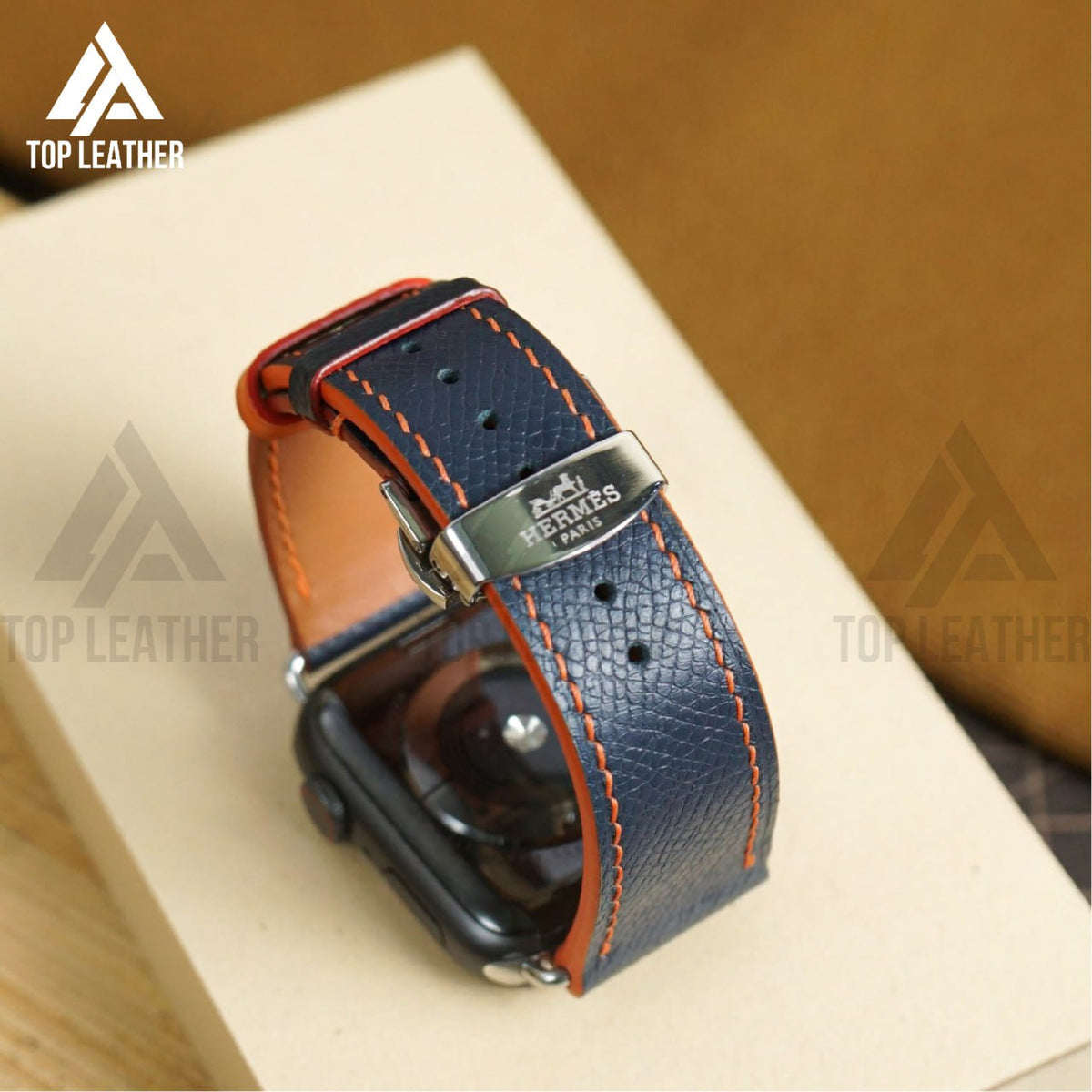 Dây đeo đồng hồ bằng da Epsom cho Apple Watch màu xanh hải quân EP 01.33 