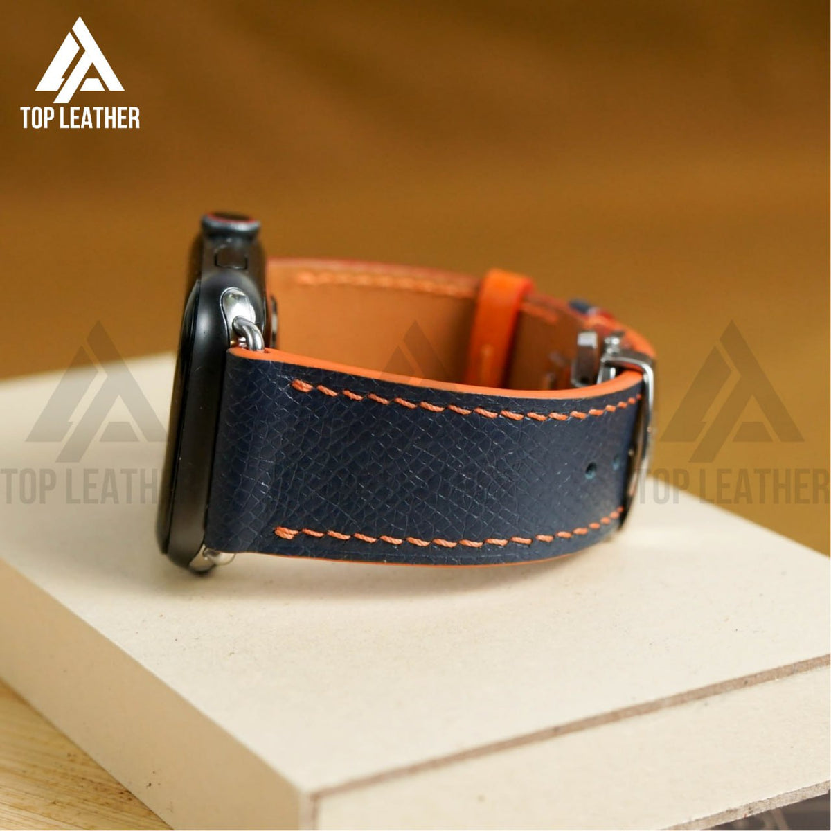 Dây đeo đồng hồ bằng da Epsom cho Apple Watch màu xanh hải quân EP 01.33 