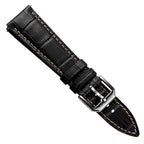 Vòng tay pour montre en cuir véritable avec họa tiết cá sấu Carolina - Noir Intense