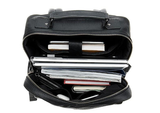 Ba lô đựng laptop bằng da màu đen dành cho nam và nữ.