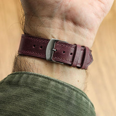 Vòng tay de Montre en Cuir Toscane Ravello Bordeaux Élégant et Confortable