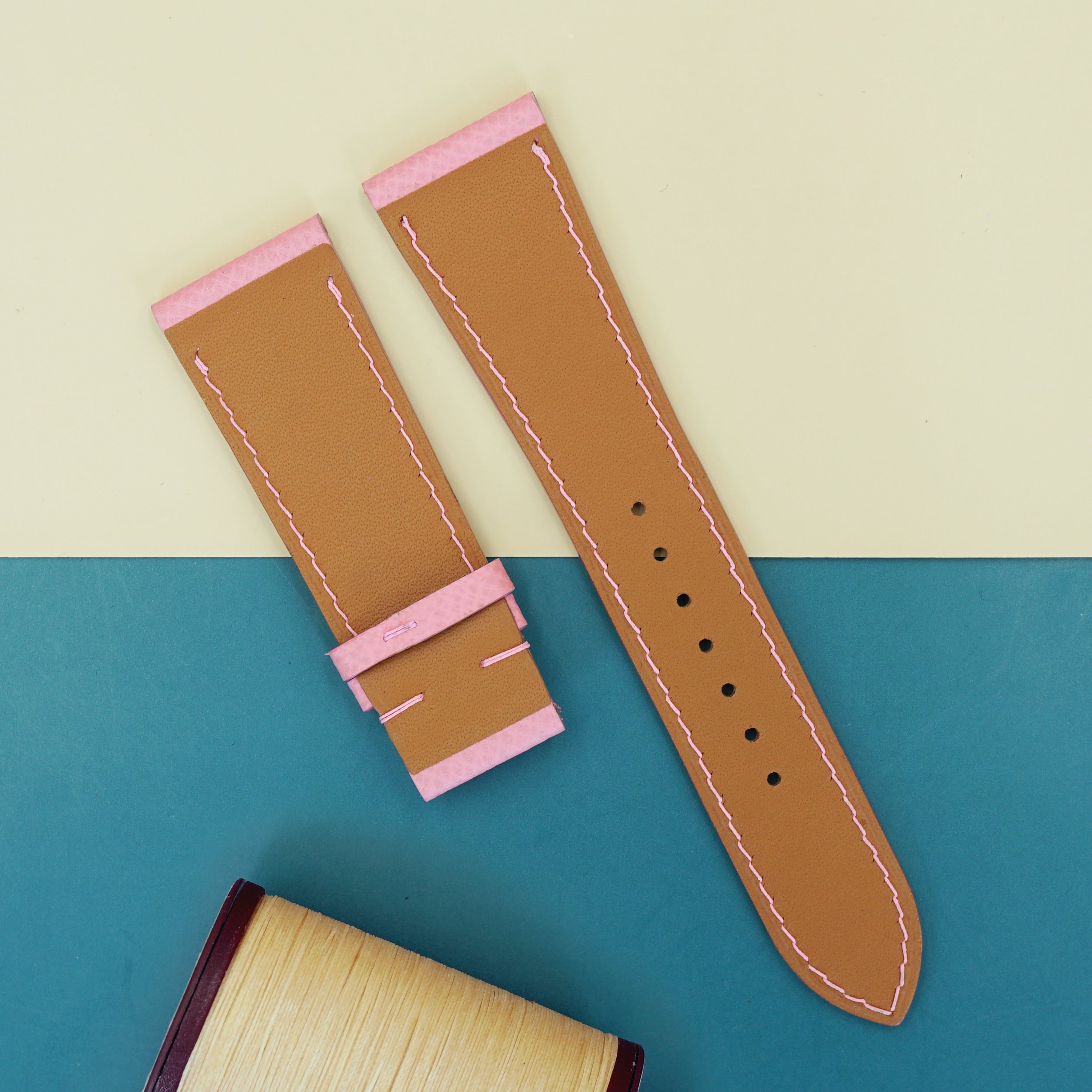 Dây đeo đồng hồ bằng da Epsom dành cho Apple Watch và đồng hồ cơ - Màu hồng EP2202 