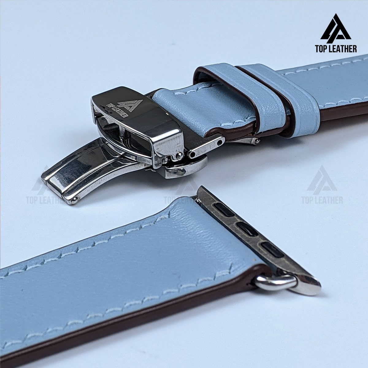 Dây đeo đồng hồ Swift bằng da dành cho Apple Watch và đồng hồ cơ - Màu xanh da trời SW2211 