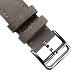 Vòng tay Montre en Cuir Plat Brixham, Gris Pastel Élégant