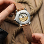 Bracelet de montre en cuir plat Brixham en brun clair pastel - Élégance douce et raffinée