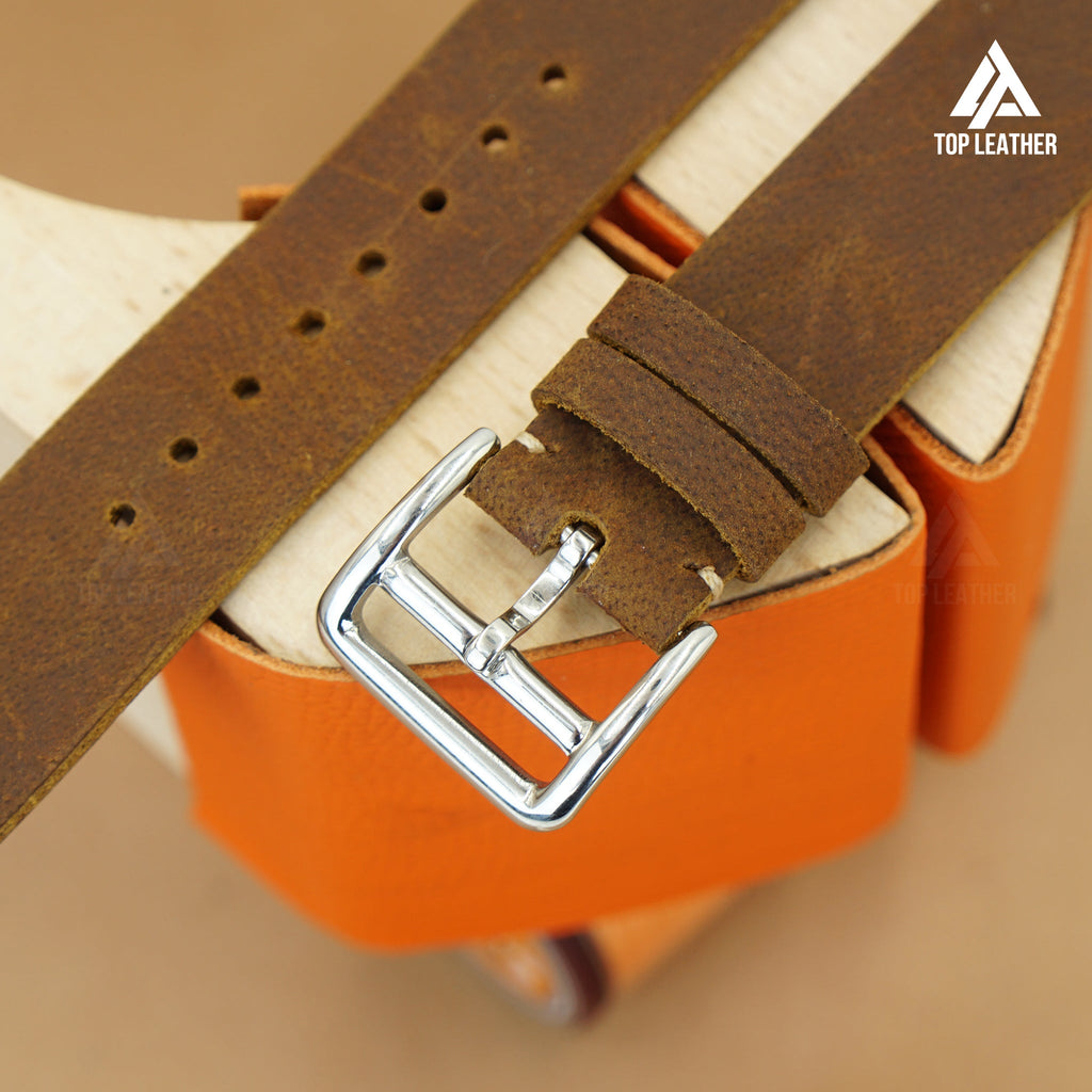 Dây đeo đồng hồ bằng da sáp TopLeather – Tương thích với Apple Watch & Samsung Galaxy Watch (Màu nâu sô cô la) 