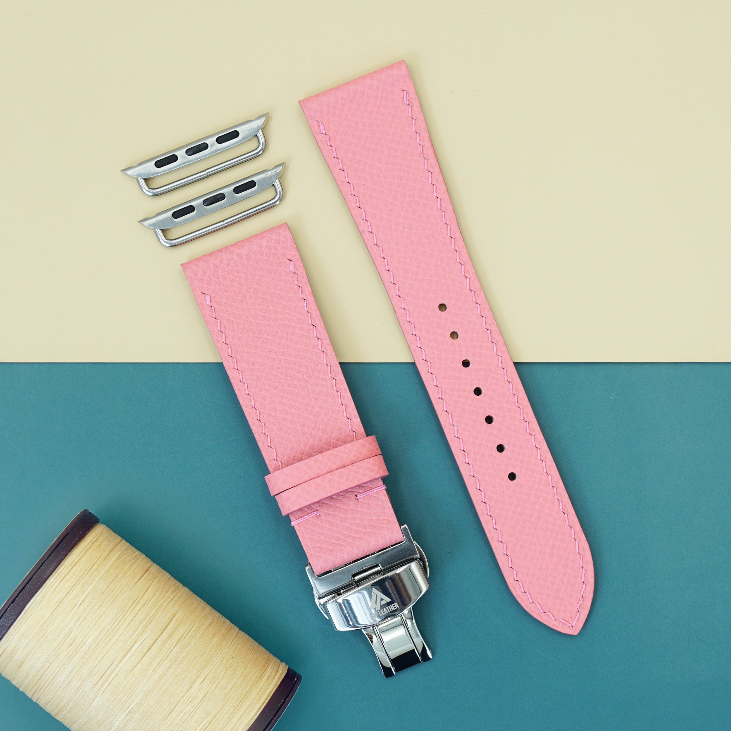Dây đeo đồng hồ bằng da Epsom dành cho Apple Watch và đồng hồ cơ - Màu hồng EP2202 