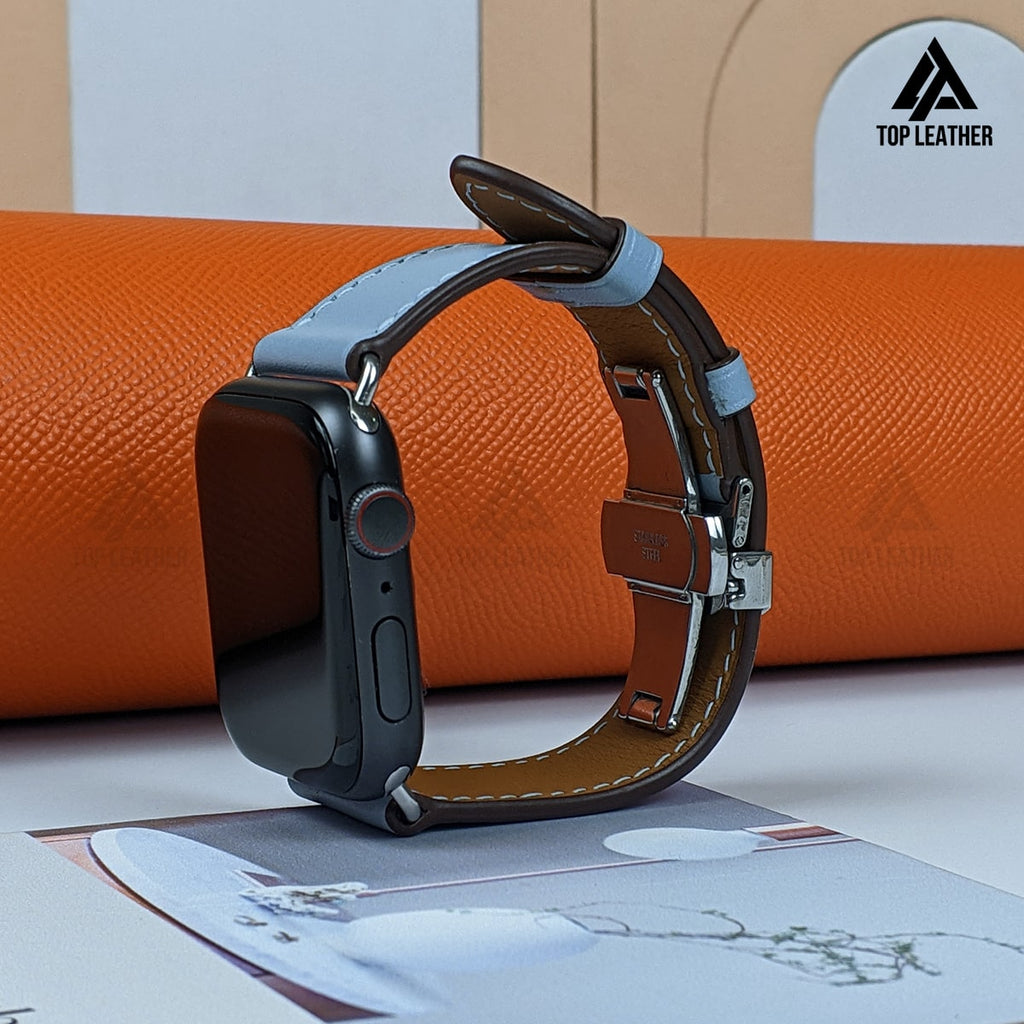 Dây đeo đồng hồ Swift bằng da dành cho Apple Watch và đồng hồ cơ - Màu xanh da trời SW2211 