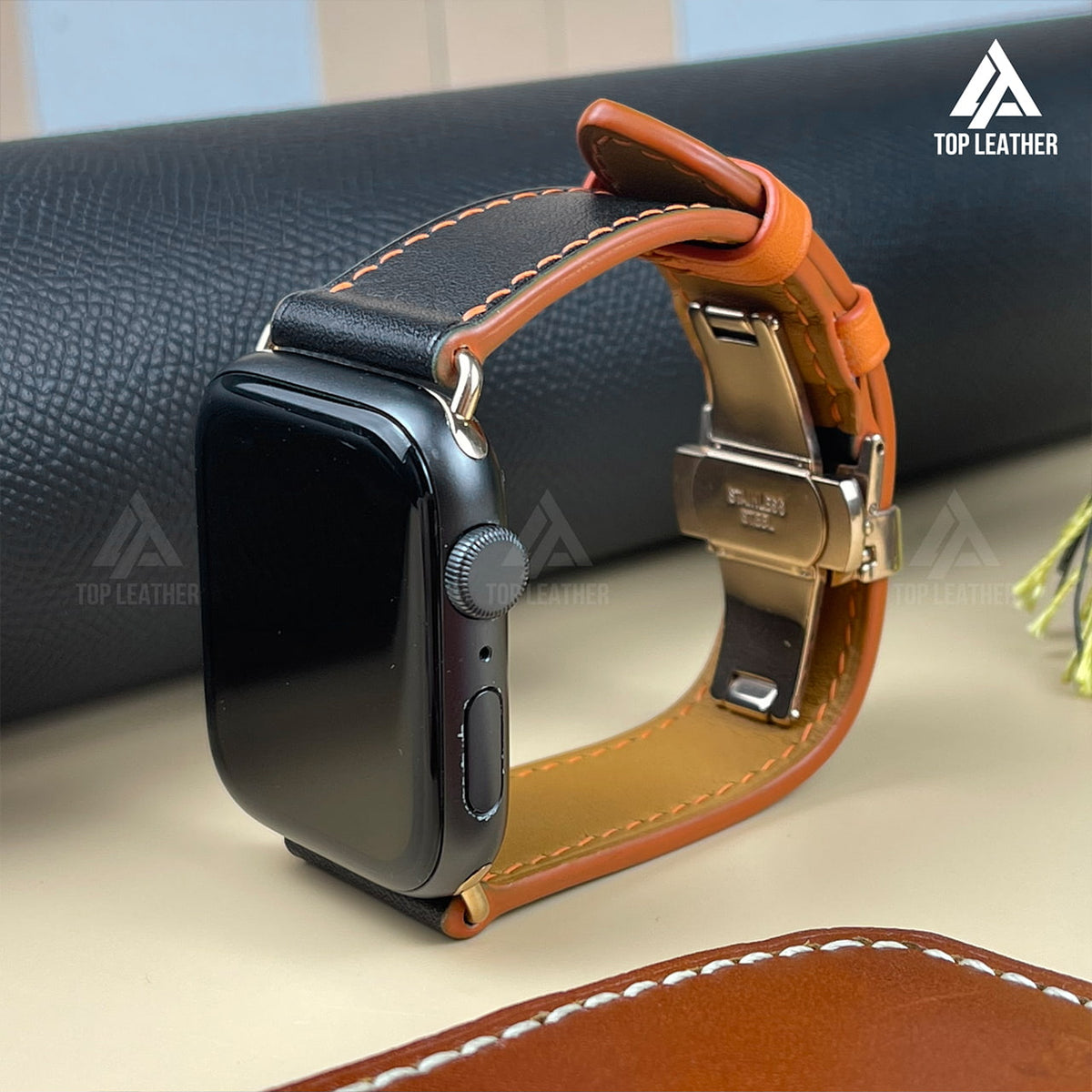 Dây đeo đồng hồ Swift bằng da dành cho Apple Watch và đồng hồ cơ - Màu xanh rêu SW2212 