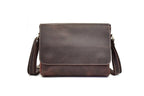 Túi đeo chéo nữ bằng da thật màu nâu, kiểu dáng satchel.