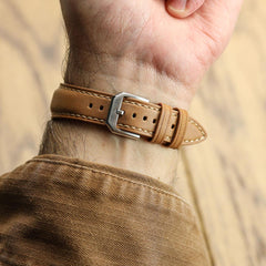 Vòng tay en cuir véritable đệm Whitby - Taille pastel cognac élégante