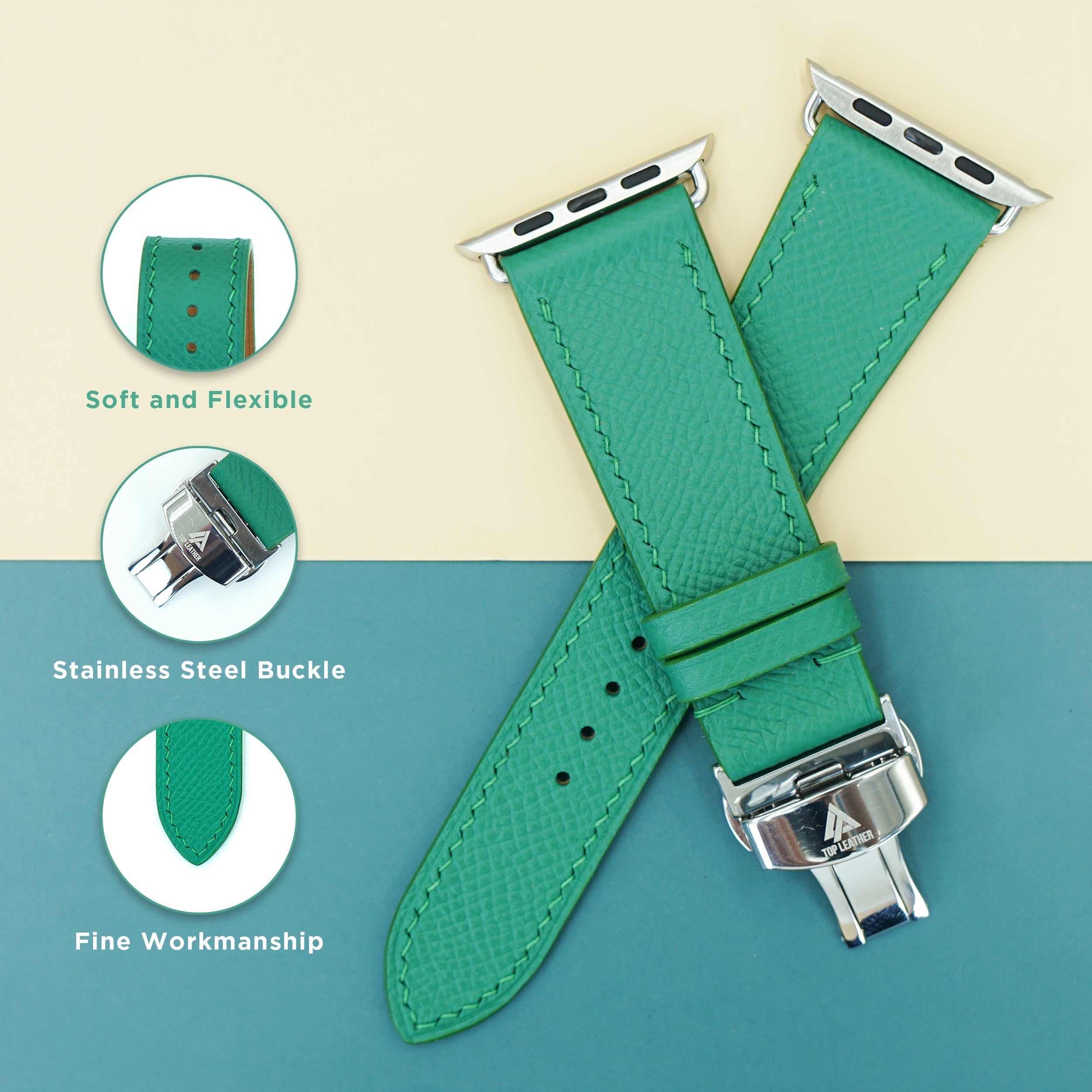Dây đeo đồng hồ bằng da Epsom dành cho Apple Watch và đồng hồ cơ EP2225 