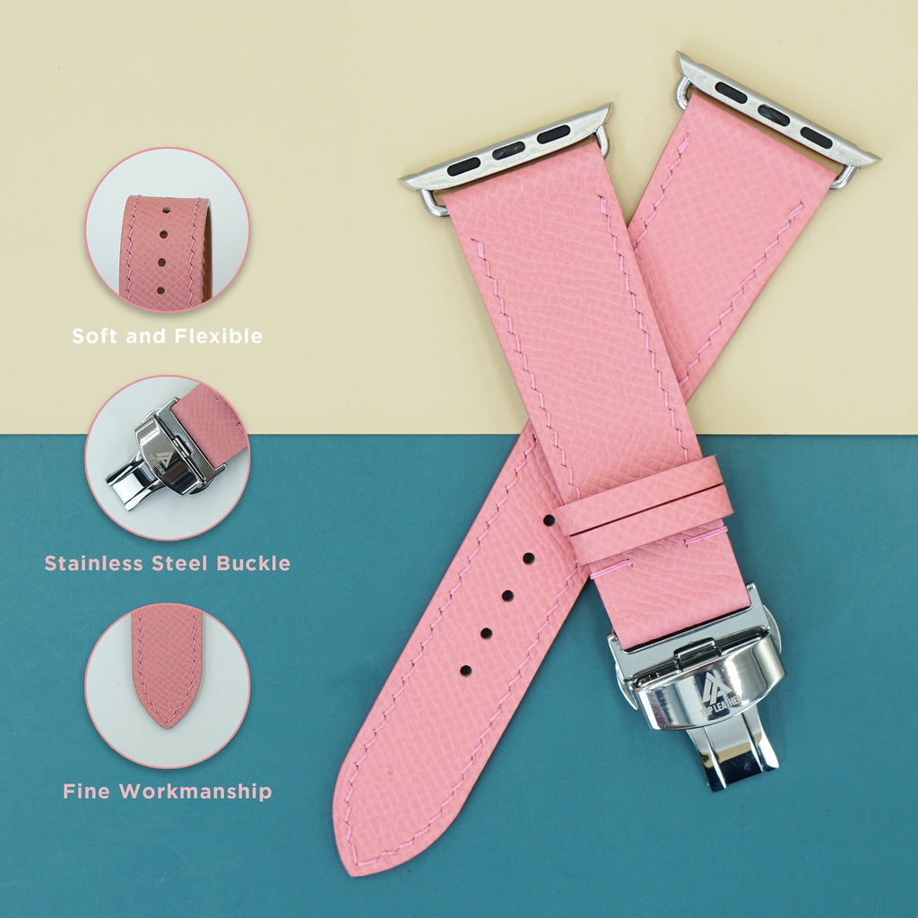 Dây đeo đồng hồ bằng da Epsom dành cho Apple Watch và đồng hồ cơ - Màu hồng EP2202 