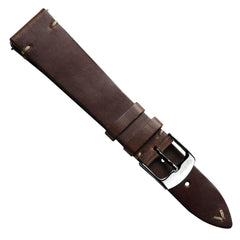 Dây đeo đồng hồ bằng da thật Horween Chromexcel® khâu chữ V - Màu nâu đậm Chromexcel