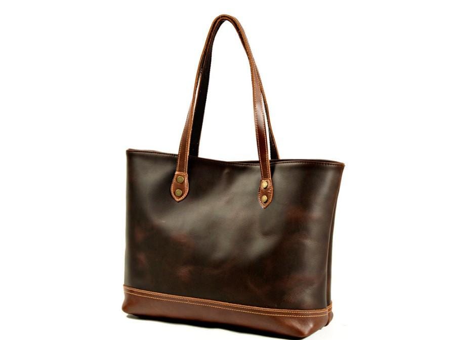 Túi tote da – Nâu – thủ công
