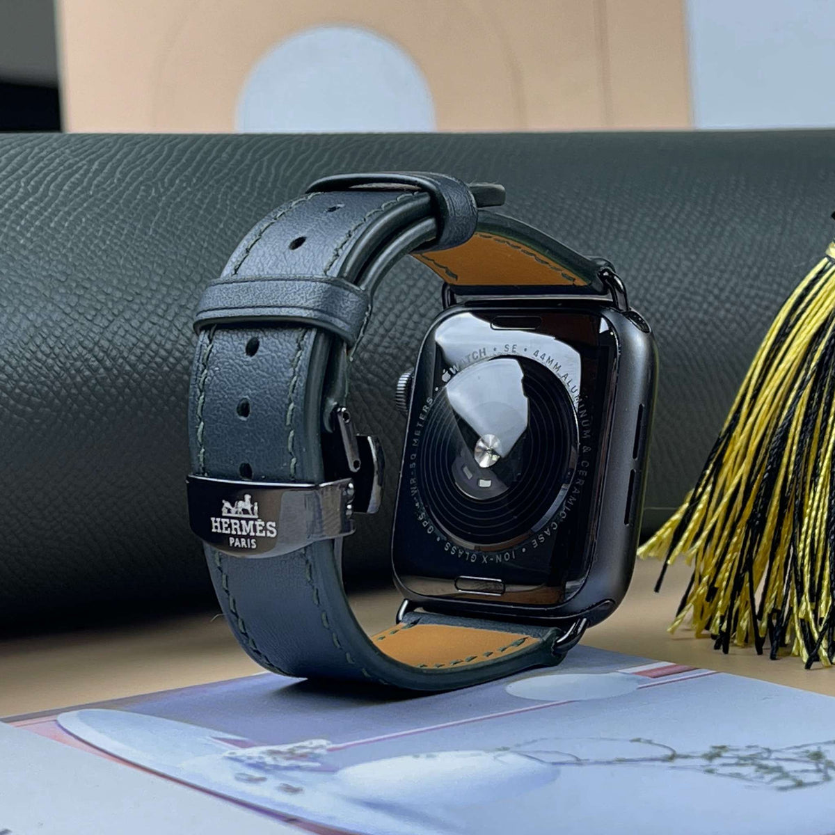 Dây đeo đồng hồ Swift bằng da dành cho Apple Watch và đồng hồ cơ - Màu xanh rêu SW2212 