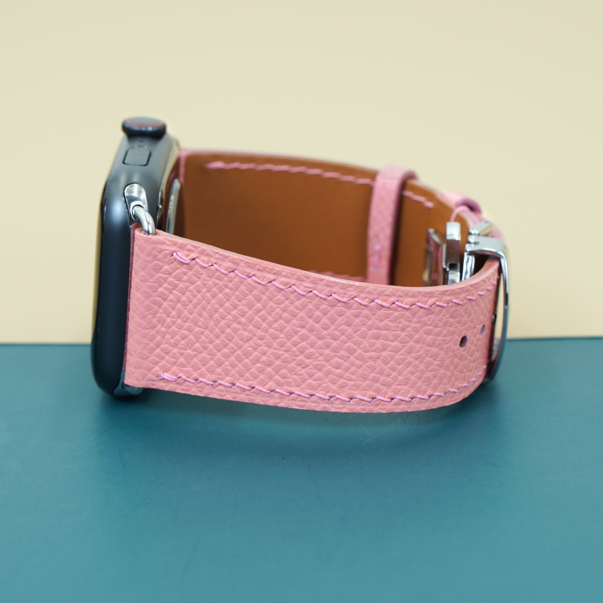 Dây đeo đồng hồ bằng da Epsom dành cho Apple Watch và đồng hồ cơ - Màu hồng EP2202 