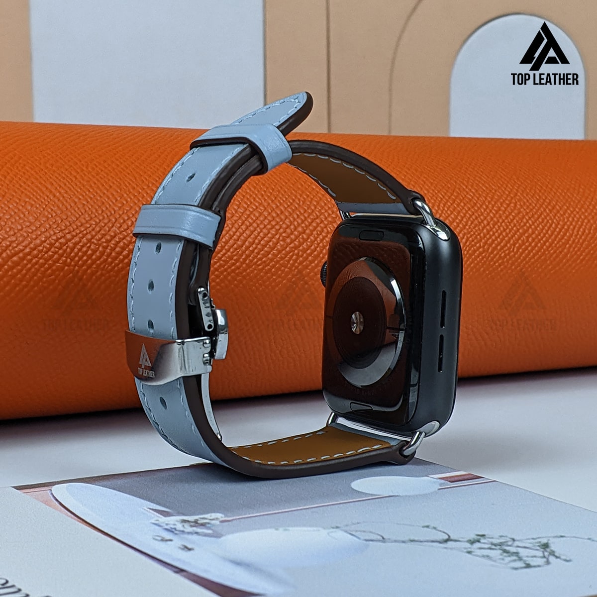 Dây đeo đồng hồ Swift bằng da dành cho Apple Watch và đồng hồ cơ - Màu xanh da trời SW2211 