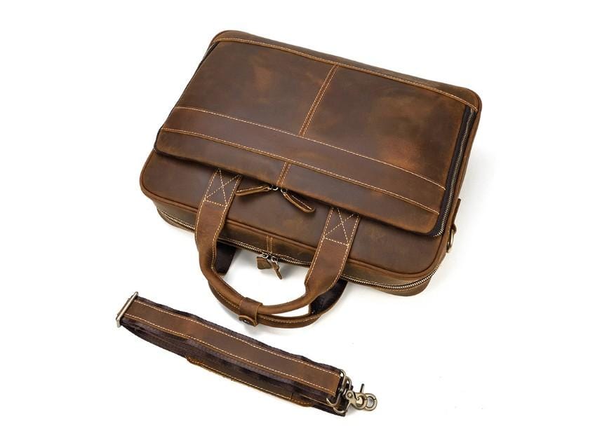 Túi đeo vai da nam kiểu mộc mạc, túi đựng laptop nữ.