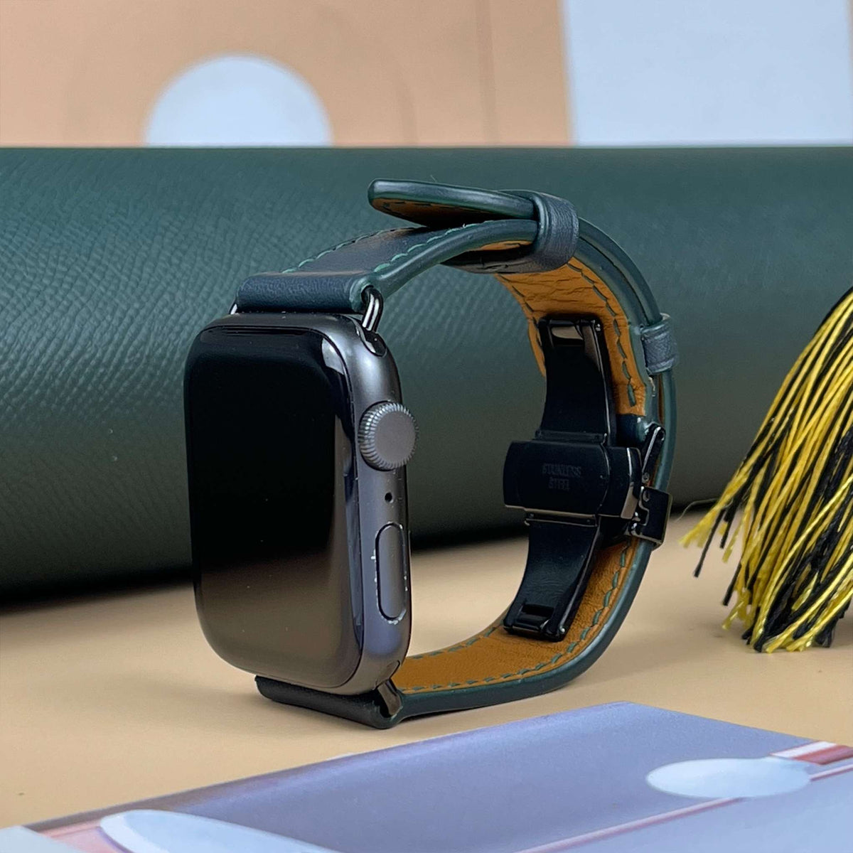 Dây đeo đồng hồ Swift bằng da dành cho Apple Watch và đồng hồ cơ - Màu xanh rêu SW2212 