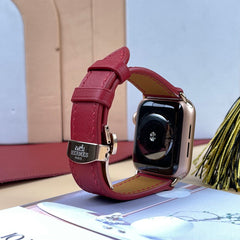 Dây đeo đồng hồ Swift bằng da dành cho Apple Watch, đồng hồ cơ - Màu đỏ rượu vang SW2210 