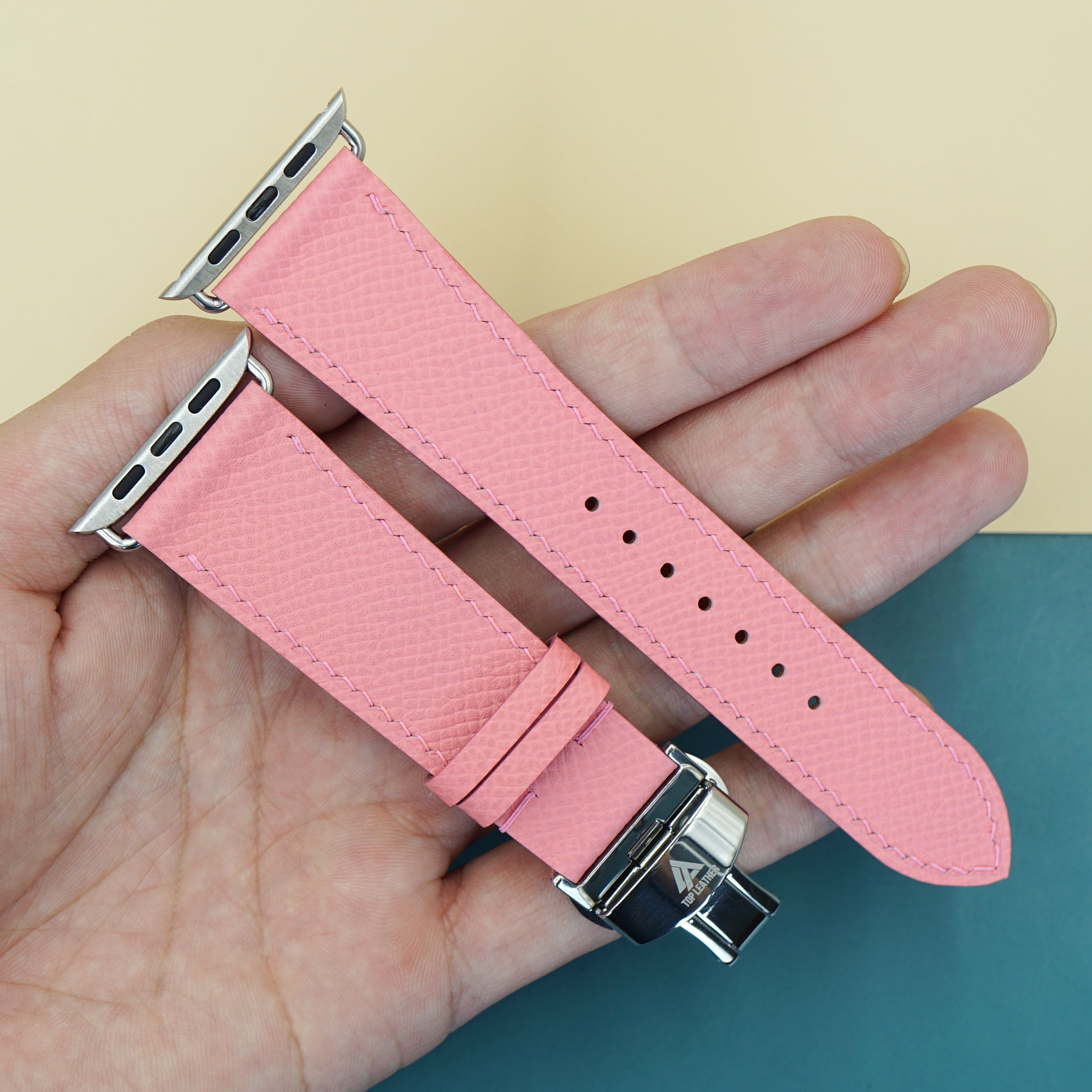 Dây đeo đồng hồ bằng da Epsom dành cho Apple Watch và đồng hồ cơ - Màu hồng EP2202 